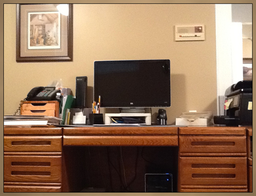 Custom Furniture - Oak desk before custom hutch added